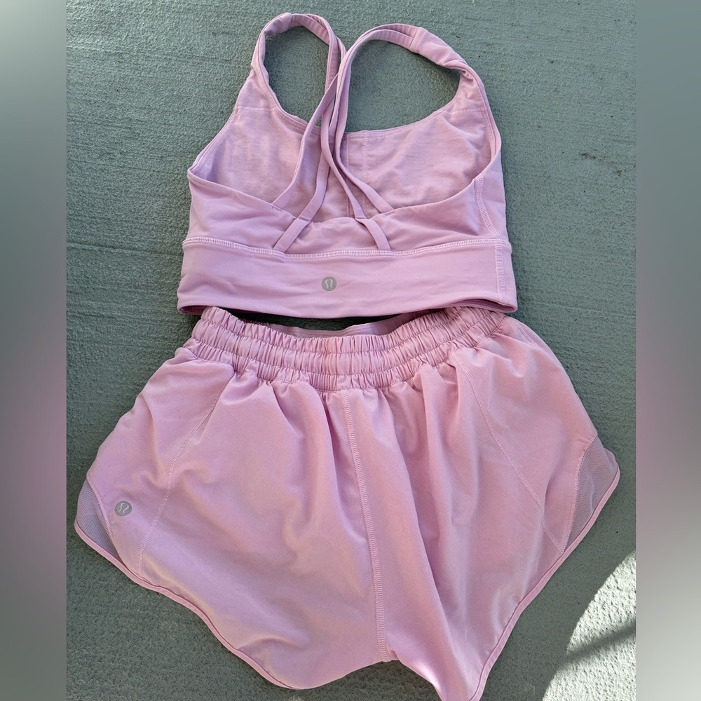 lululemon Pink Shorts and Sports Bra Set